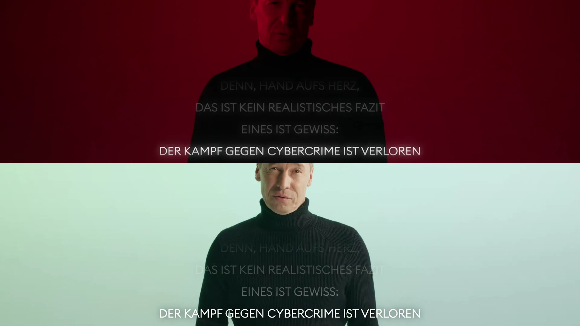 Gegenüberstellung einer roten und einer hellen Filmszene